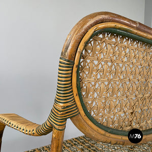 Two-seater outdoor bench in rattan, early 1900s