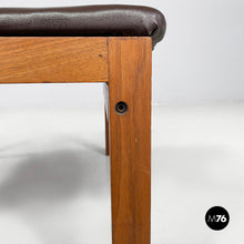 Load image into Gallery viewer, Poufs in brown leather and wood, 1960s
