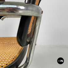 Load image into Gallery viewer, Chair in straw, black wood and steel, 1960s
