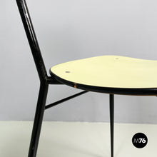 Charger l&#39;image dans la galerie, Chair in light yellow laminate and black metal, 1960s
