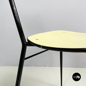 Chair in light yellow laminate and black metal, 1960s