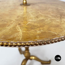 Load image into Gallery viewer, Coffee table in brass and wood with marble effect, 1960s
