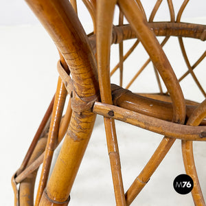 Round coffee table in rattan, 1960s