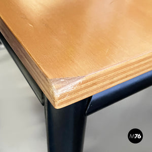 Dining table or desk in wood and black metal, 1980s