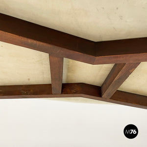 Dining table in marble, wood and bass, 1960s