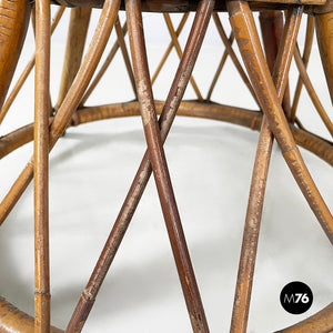 Round coffee table in rattan, 1960s