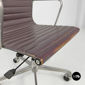 Dark grey leather office chair by Charles and Ray Eames for ICF, 1970s