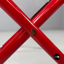 Load image into Gallery viewer, Red wood and fabric folding tub chair, 1980s
