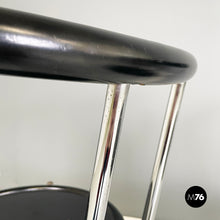 Load image into Gallery viewer, Chairs in black wood and metal rod, 1980s
