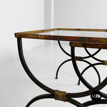 Load image into Gallery viewer, Stackable metal and glass coffee tables, 1940s
