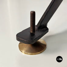 将图片加载到图库查看器，Desk in wood, black metal and brass, 1960s
