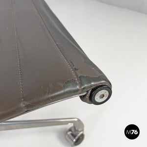 Dark grey leather office chair by Charles and Ray Eames for ICF, 1970s