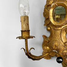 Load image into Gallery viewer, Wall lamps in gilded wood and mirror, 1700s
