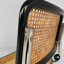 将图片加载到图库查看器，Chair in black wood, straw and steel, 1960s
