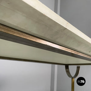 Console in wood and brass, 1980s