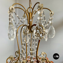 Load image into Gallery viewer, Chandeliers in pink glass and brass, early 1900s

