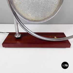 Table lamp with crafted glass, metal and wood, 1980s