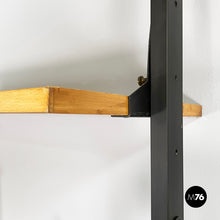 Load image into Gallery viewer, Modular bookcase in wood and black metal, 1960s
