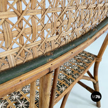 Load image into Gallery viewer, Two-seater outdoor bench in rattan, early 1900s
