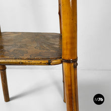 Load image into Gallery viewer, Pedestal in brown leather and bamboo, 1930s
