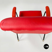 Load image into Gallery viewer, Armchair in red sky and black metal, 1960s
