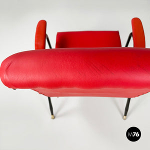 Armchair in red sky and black metal, 1960s