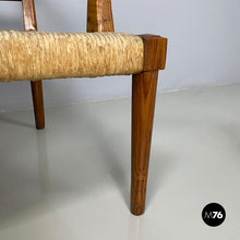 将图片加载到图库查看器，Armchairs in woven straw and wood, 1940s
