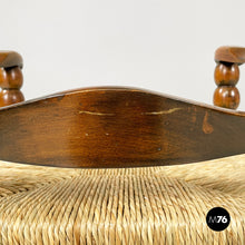 将图片加载到图库查看器，Armchairs in wood and straw, 1960s
