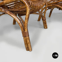 Load image into Gallery viewer, Armchairs with armrest in rattan, 1960s
