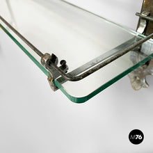Load image into Gallery viewer, Wall mirror with shelf in glass and metal, 1930s
