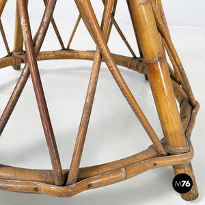 Round coffee table in rattan, 1960s