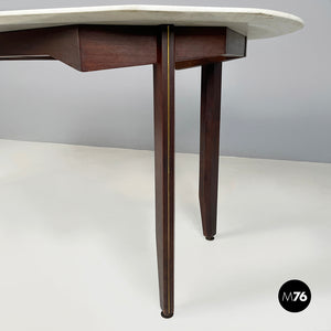 Dining table in marble, wood and bass, 1960s