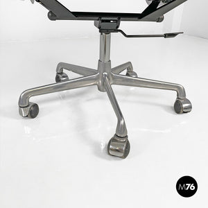 Dark grey leather office chair by Charles and Ray Eames for ICF, 1970s