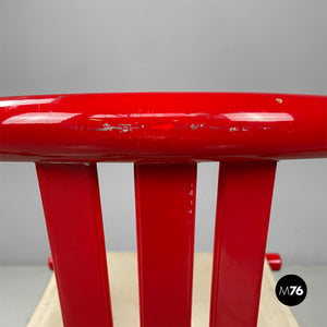Red wood and fabric folding tub chair, 1980s