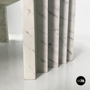 Rectangular coffe table in white marble by Carlo Scarpa, 1980s