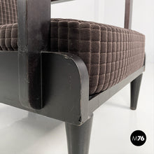 将图片加载到图库查看器，Armchairs in wood and brown velvet, 1940s
