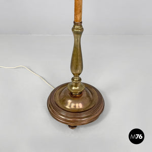 Velvet and brass floor lamp, 1940s