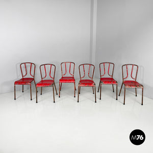 Red metal chairs, 1940s