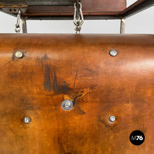 Load image into Gallery viewer, Wardrobe in brown leather and metal, 1980s
