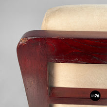 将图片加载到图库查看器，Armchair in wood and beige fabric, 1930s
