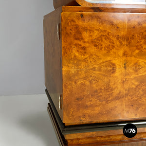 Asymmetrical wooden sideboard with glass display cabinet, 1920s