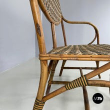 Load image into Gallery viewer, Two-seater outdoor bench in rattan, early 1900s
