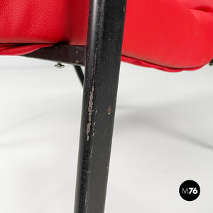 Armchair in red sky and black metal, 1960s