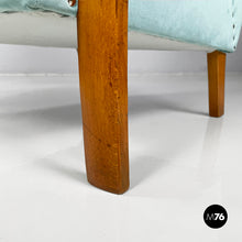 将图片加载到图库查看器，Armchairs in light blue and wood, 1950s
