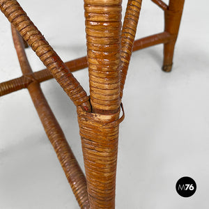 Armchairs in rattan and straw, 1960s