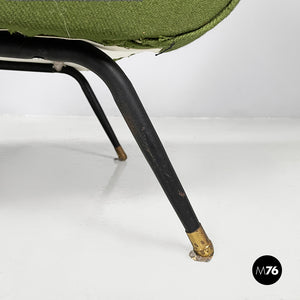 Armchairs in green fabric, 1950s