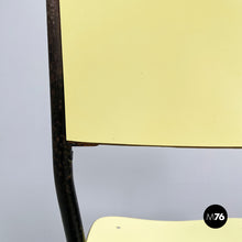 Charger l&#39;image dans la galerie, Chair in light yellow laminate and black metal, 1960s
