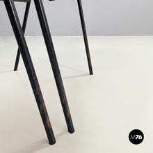Load image into Gallery viewer, Stackable chairs in orange plastic and black metal, 2001
