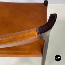 Load image into Gallery viewer, Chair in brown leather and dark wood, 1960s
