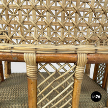 Load image into Gallery viewer, Chairs in rattan and light blue rattan, early 1900s
